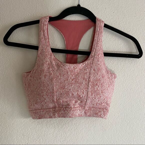 Gymshark Fleur Khaki Sports Bra Marled Light Pink - Picture 4 of 6
